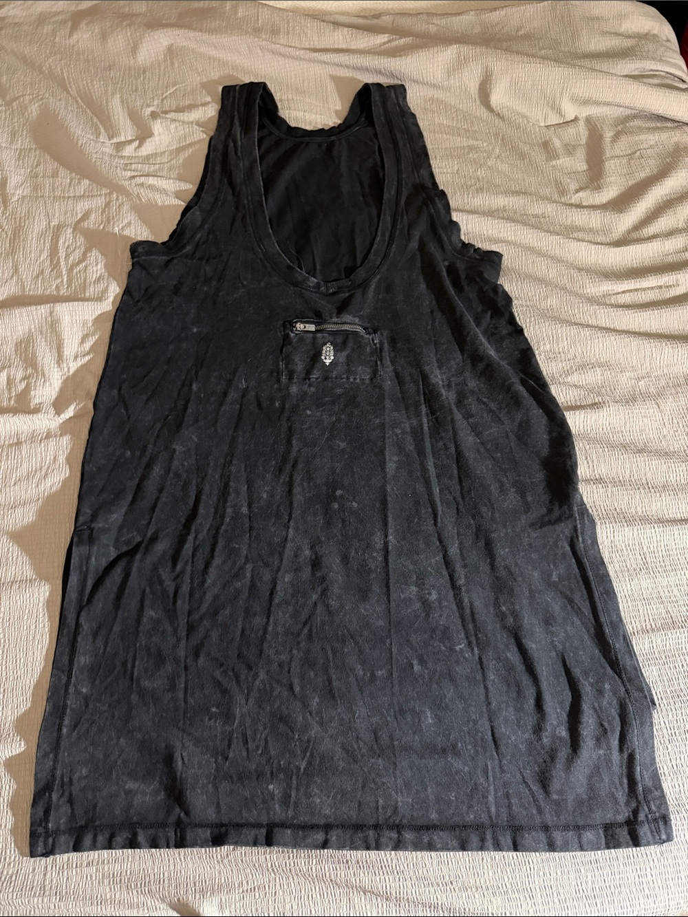 Free People Movement Hot Shot tunic tank in a washed black mineral wash finish